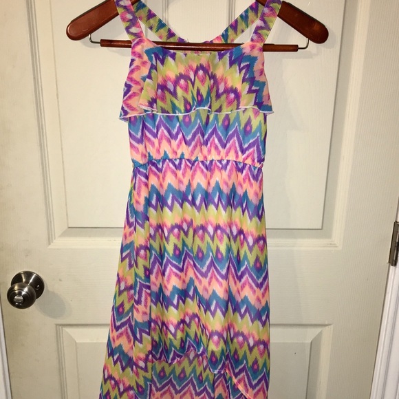 Girls 7-8 multi color high low maxi dress - Picture 2 of 6